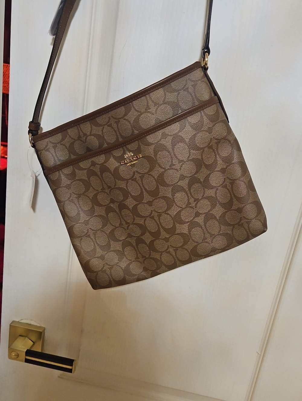 New Coach Monogram Canvas Crossbody in Brown